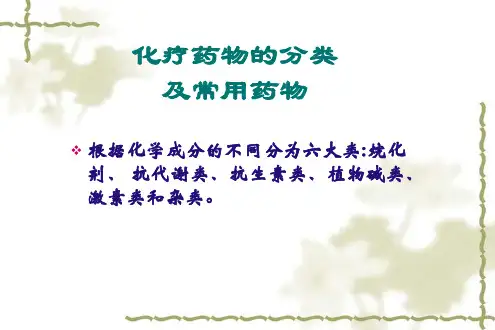 2018年化疗药物的分类-文档资料