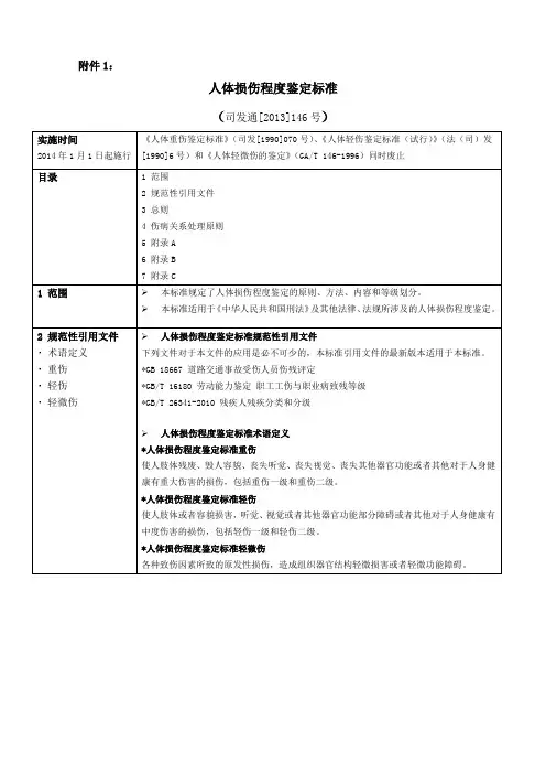 人体损伤程度鉴定标准