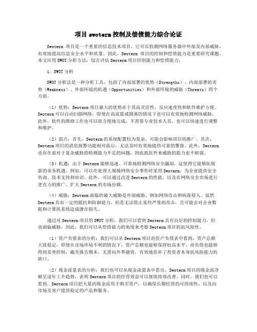项目swoterm控制及偿债能力综合论证