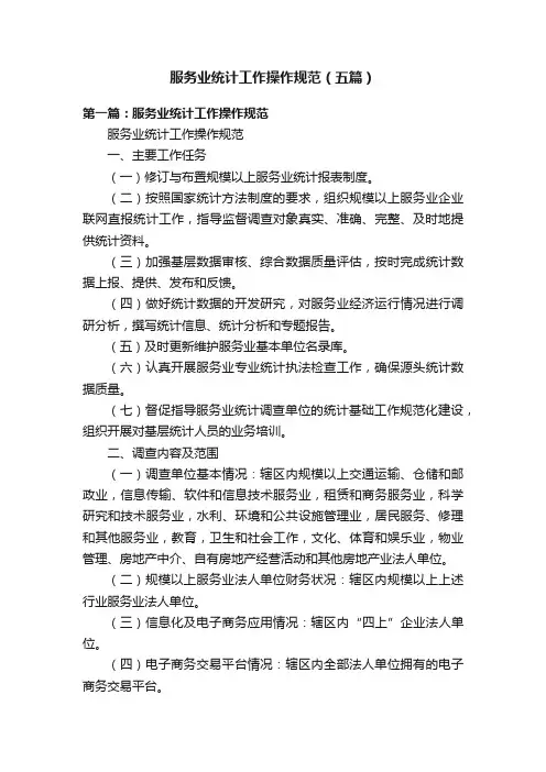 服务业统计工作操作规范（五篇）