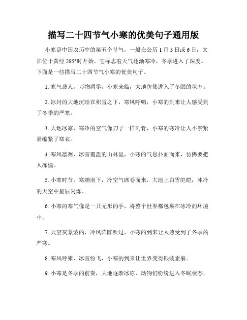 描写二十四节气小寒的优美句子通用版
