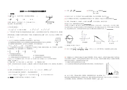 宜城市2018年适应性考试数学试题+答案