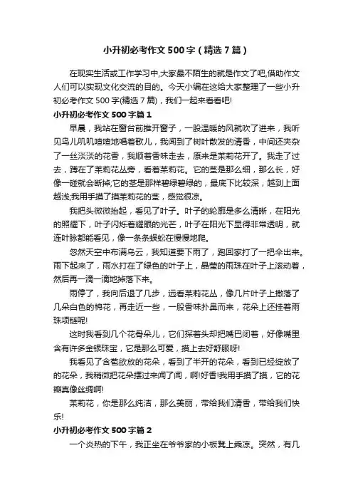 小升初必考作文500字（精选7篇）