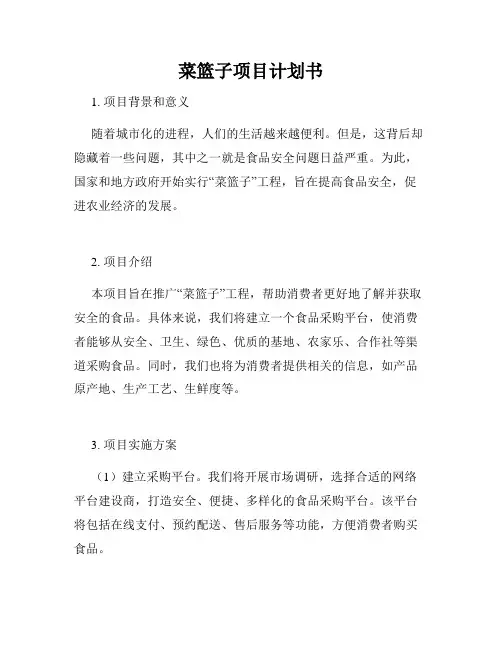 菜篮子项目计划书