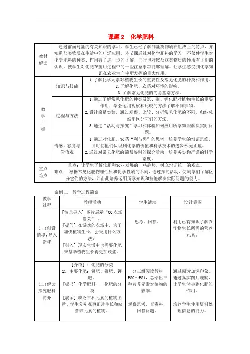 九年级化学下册 第十一单元 盐 化肥 11.2 化学肥料教案 (新版)新人教版