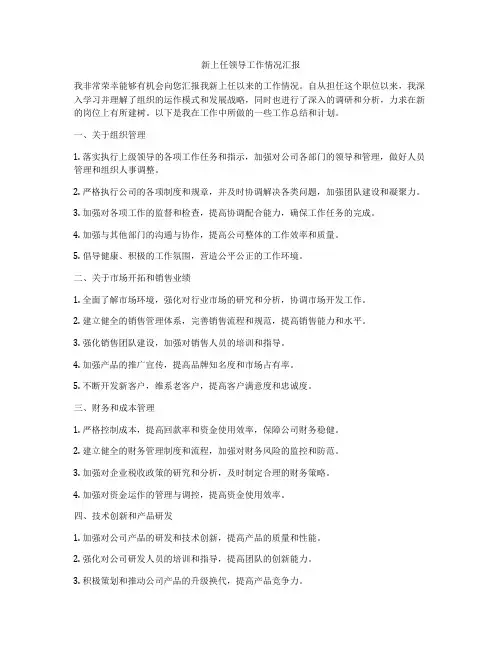 新上任领导工作情况汇报