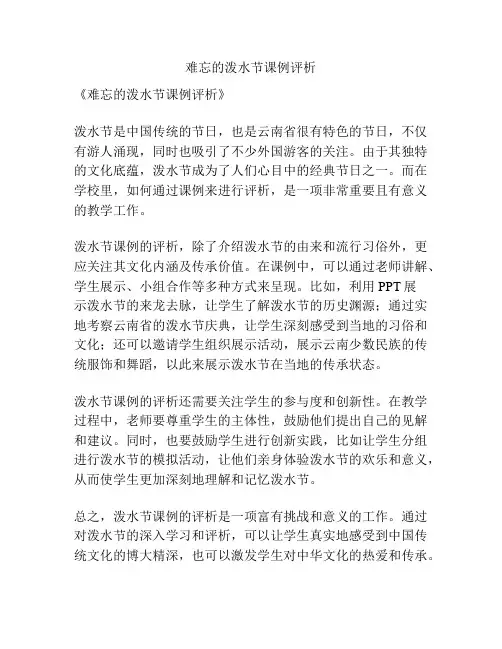 难忘的泼水节课例评析