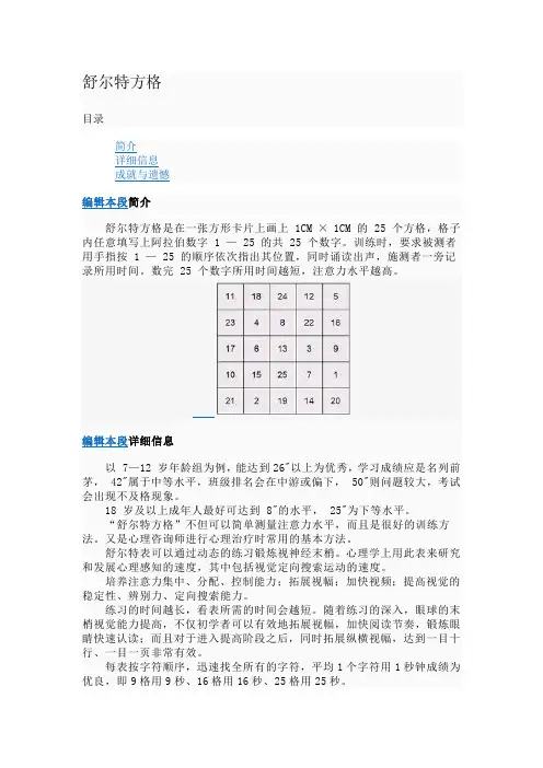 舒尔特方格