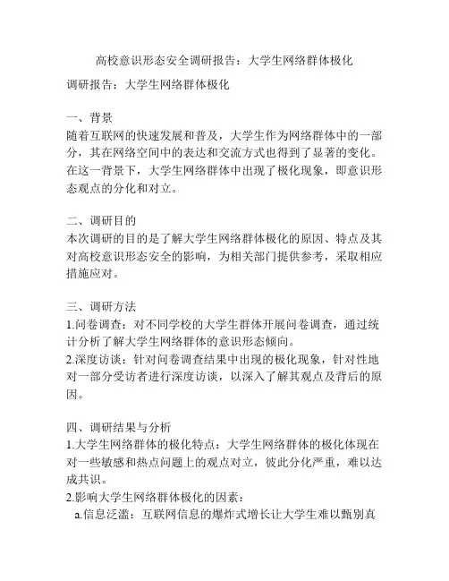 高校意识形态安全调研报告：大学生网络群体极化