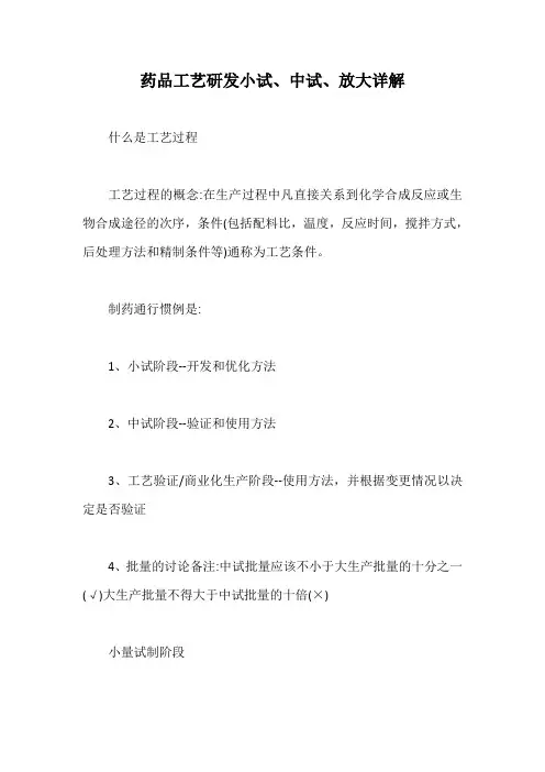 药品工艺研发小试、中试、放大详解【最新版】