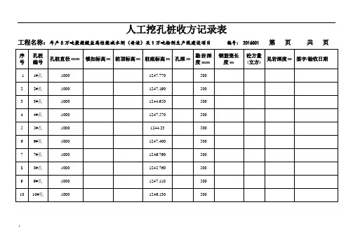 人工挖孔桩收方记录表