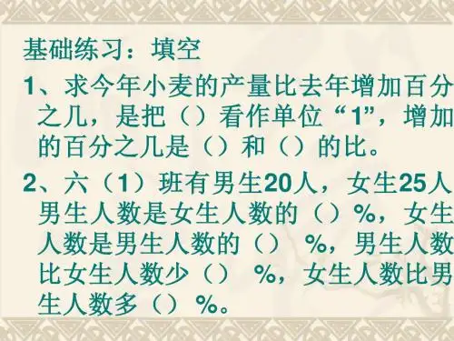 苏教版小学数学六年级下册第一单元百分数的应用综合练习