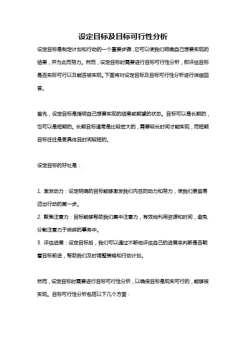 设定目标及目标可行性分析