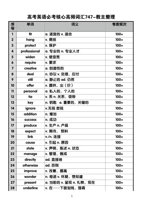 高考英语必考核心高频词汇