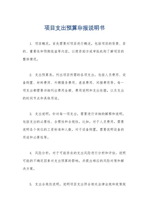 项目支出预算申报说明书