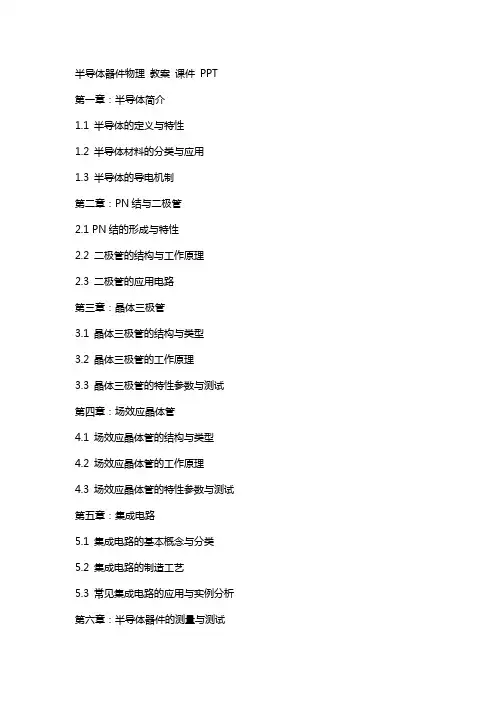 半导体器件物理 教案 课件 
