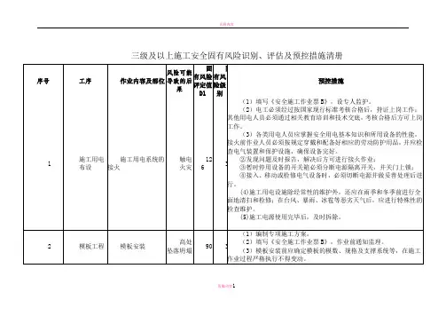 三级及以上风险清册汇总