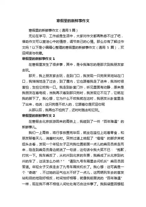 寒假里的新鲜事作文（通用5篇）
