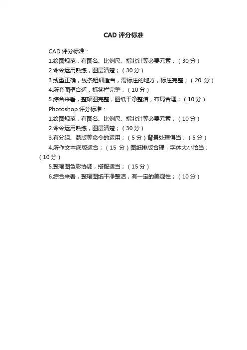 CAD评分标准