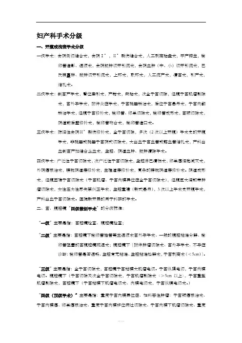 手术分级项目