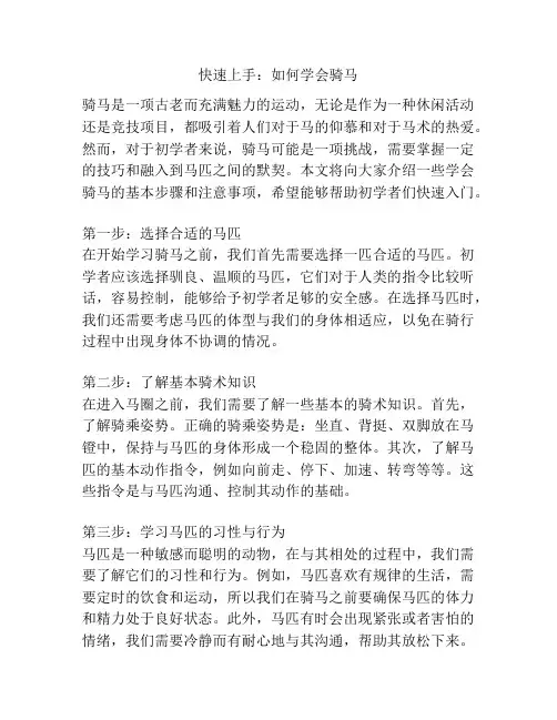 快速上手：如何学会骑马