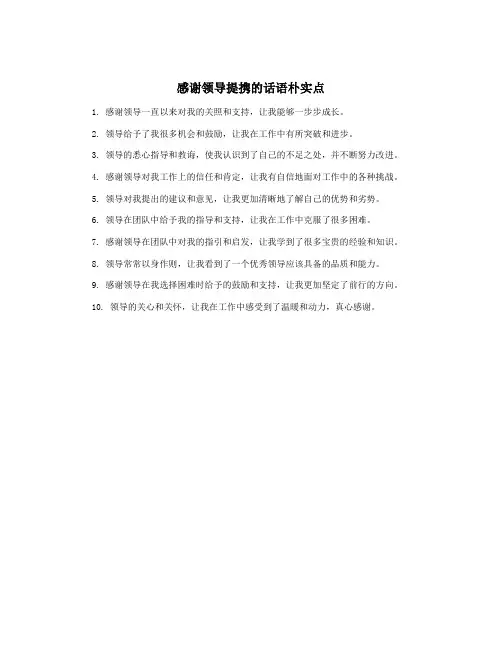 感谢领导提携的话语朴实点