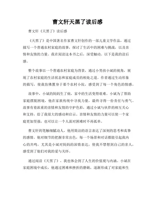 曹文轩天黑了读后感