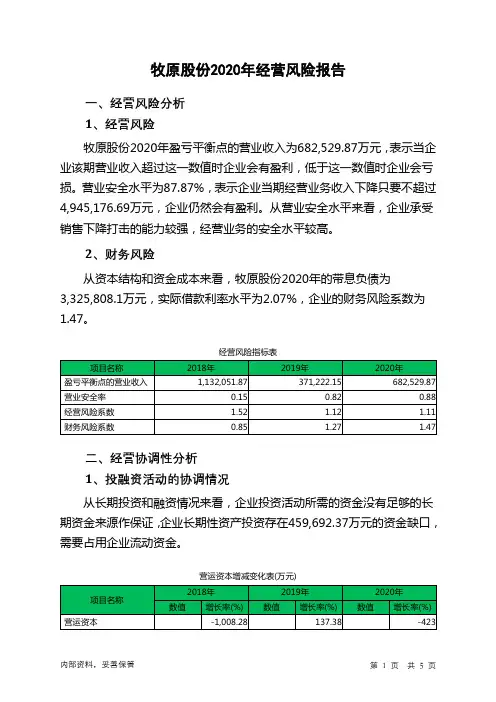 牧原股份2020年经营风险报告