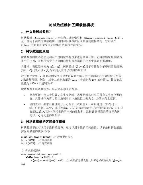 树状数组维护区间最值模板