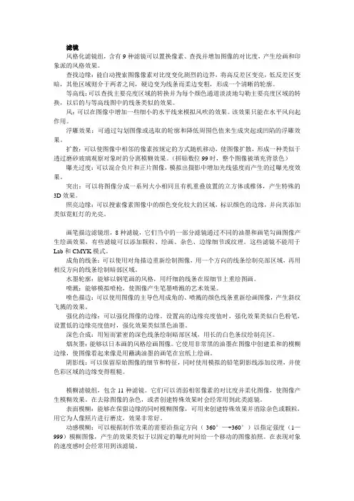 PS滤镜大全 滤镜学习完全手册 性能介绍