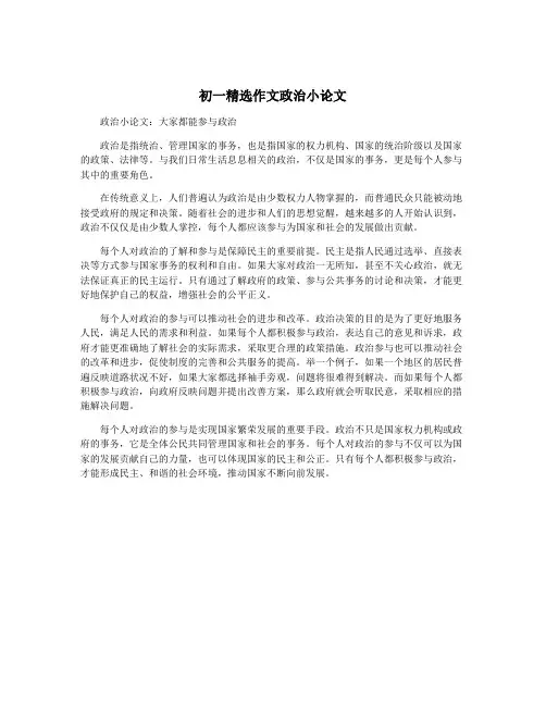 初一精选作文政治小论文