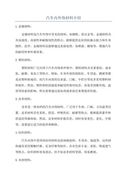 汽车内外饰材料介绍