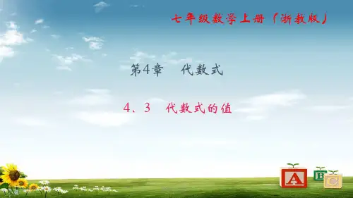 七级数学上册(浙教版)课件：4.3 代数式的值 (共20张PPT)精品