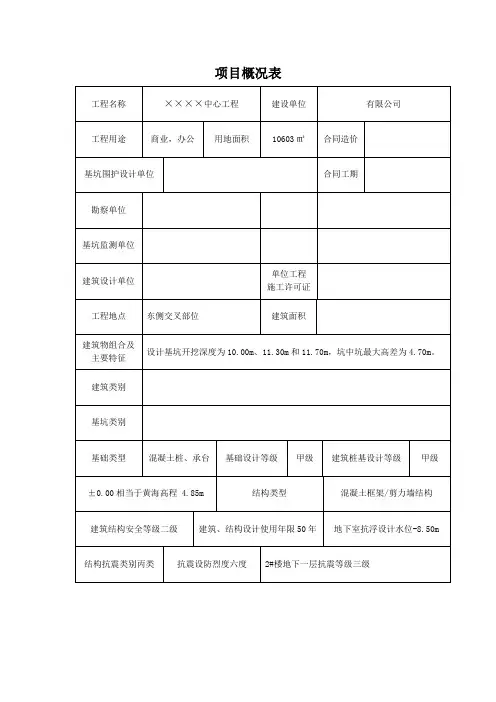 项目概况表