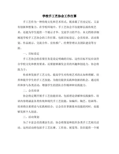 学校手工艺协会工作打算