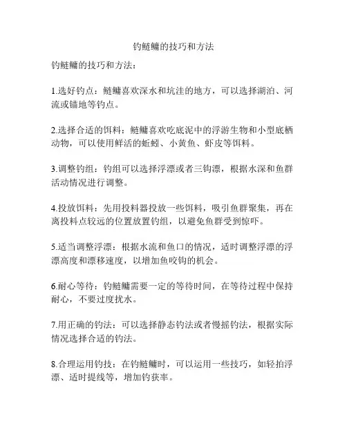 钓鲢鳙的技巧和方法