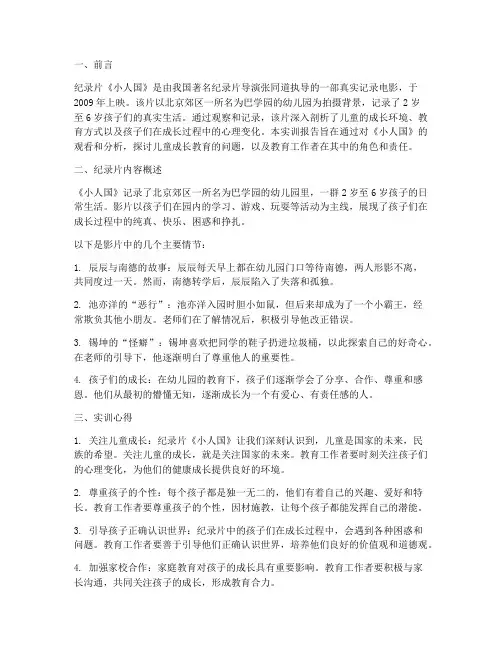纪录片小人国实训报告