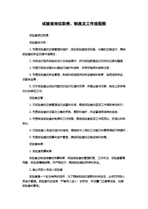 试验室岗位职责、制度及工作流程图