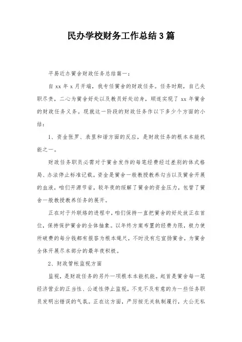 民办学校财务工作总结3篇