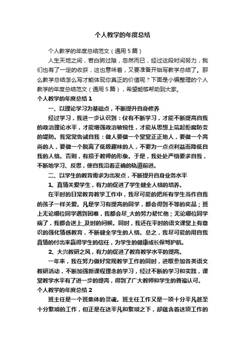 个人教学的年度总结