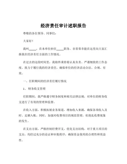 经济责任审计述职报告