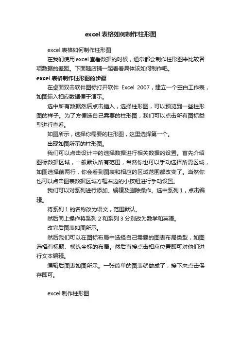 excel表格如何制作柱形图