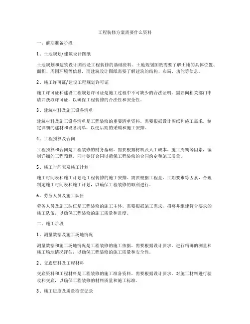 工程装修方案需要什么资料