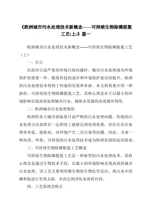 《2024年欧洲城市污水处理技术新概念——可持续生物除磷脱氮工艺(上)》范文