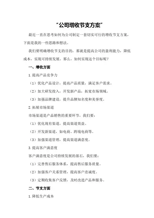 公司增收节支方案