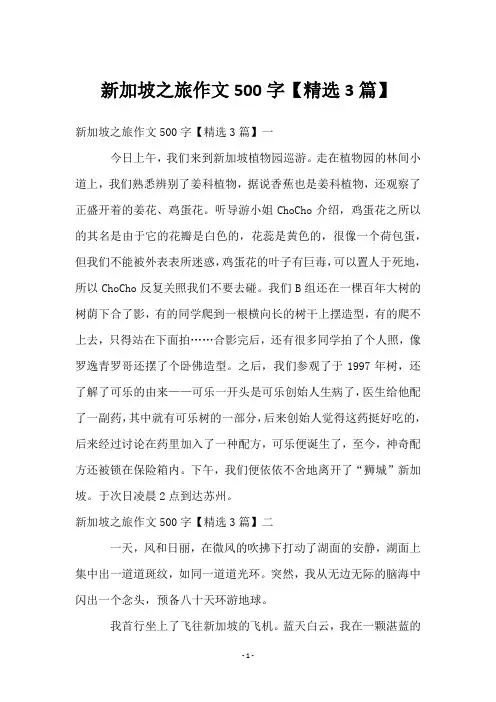 新加坡之旅作文500字【3篇】