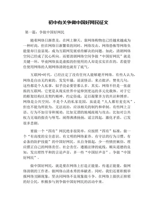 初中有关争做中国好网民征文