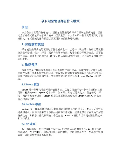 项目运营管理都有什么模式