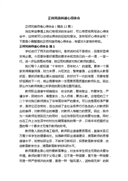 正师风铸师魂心得体会（精选12篇）
