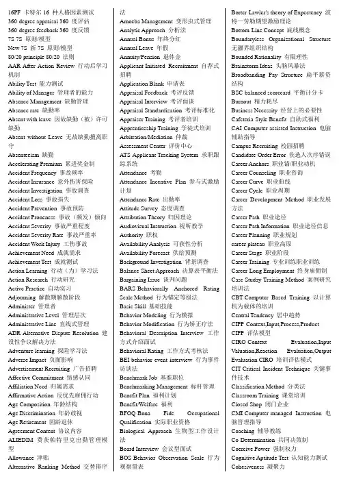 HRM人力资源管理专业英语词汇(字母排序版)
